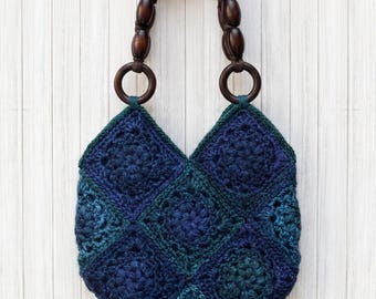 Bolso de crochet único hecho a mano, bolso de mano artesanal de hilo europeo, bolso bohemio de crochet acogedor, bolso de mano único y llamativo, bolso de hombro