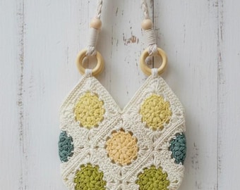 Bolso de crochet único hecho a mano, bolso de mano artesanal de hilo europeo, bolso bohemio de crochet acogedor, bolso de mano único y llamativo, bolso de hombro