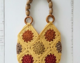 Bolso de crochet único hecho a mano, bolso de mano artesanal de hilo europeo, bolso bohemio de crochet acogedor, bolso de mano único y llamativo, bolso de hombro