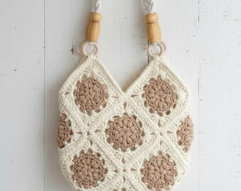 Bolso de crochet único hecho a mano, bolso de mano artesanal de hilo europeo, bolso bohemio de crochet acogedor, bolso de mano único y llamativo, bolso de hombro