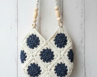 Bolso de crochet único hecho a mano, bolso de mano artesanal de hilo europeo, bolso bohemio de crochet acogedor, bolso de mano único y llamativo, bolso de hombro