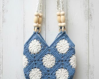 Bolso de crochet único hecho a mano, bolso de mano artesanal de hilo europeo, bolso bohemio de crochet acogedor, bolso de mano único y llamativo, bolso de hombro