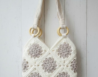 Bolso de crochet único hecho a mano, bolso de mano artesanal de hilo europeo, bolso bohemio de crochet acogedor, bolso de mano único y llamativo, bolso de hombro