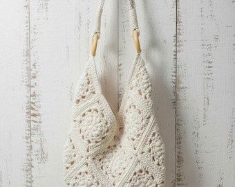 Bolso de crochet único hecho a mano, bolso de mano artesanal de hilo europeo, bolso bohemio de crochet acogedor, bolso de mano único y llamativo, bolso de hombro