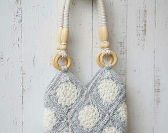 Bolso de crochet único hecho a mano, bolso de mano artesanal de hilo europeo, bolso bohemio de crochet acogedor, bolso de mano único y llamativo, bolso de hombro