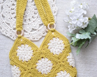 Bolso de crochet único hecho a mano, bolso de mano artesanal de hilo europeo, bolso bohemio de crochet acogedor, bolso de mano único y llamativo, bolso bandolera