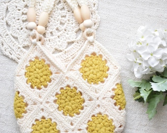 Bolso de crochet único hecho a mano, bolso de mano artesanal de hilo europeo, bolso bohemio de crochet acogedor, bolso de mano único y llamativo, bolso bandolera