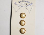 Vintage Pearl Button Covers Antiqued Gold Tone Filigree Never Worn