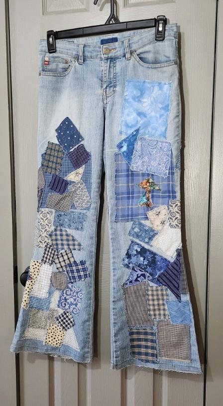 Vintage 70s Levis Patchwork Repaired Hippie Denim Jeans Bell