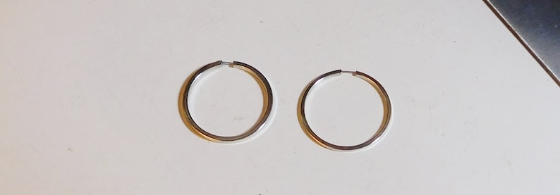 2 Hippie Boho Bohemian Gypsy Beach Surfer Southwest Cowgirl Gift Thin Silver Hoop Earrings Pierced Tube Vintage 70s 80s 1 12