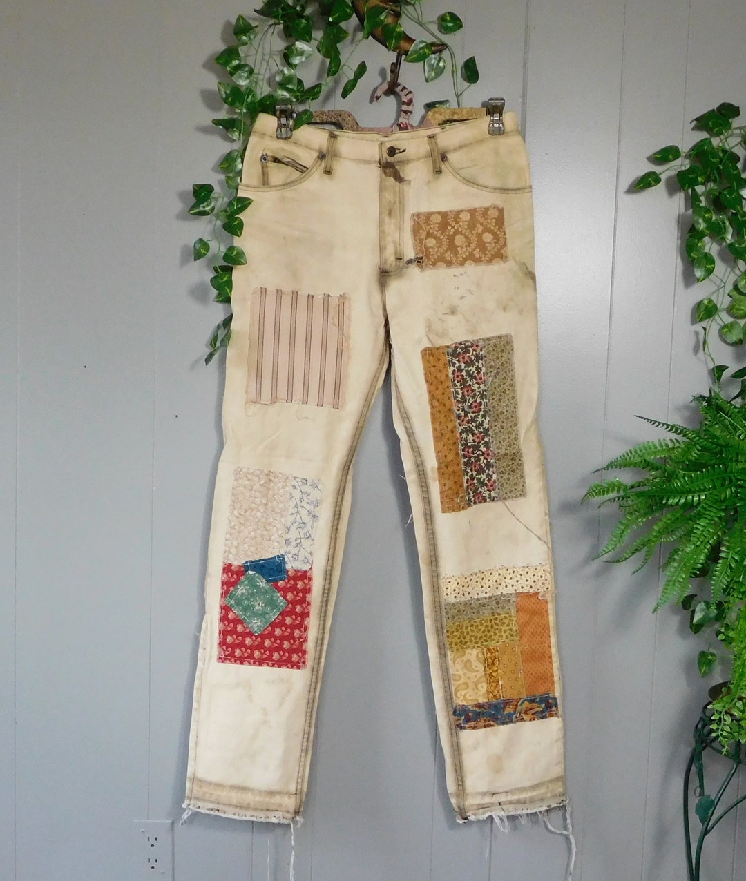 Mens Distressed Jeans Boyfriend Patched 34x34 Patches Both - Etsy