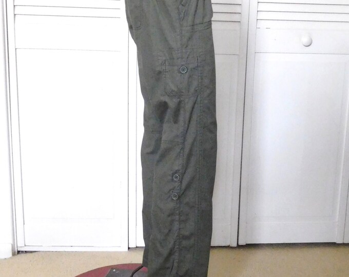 Hippie Cargo Pants Green Khaki Cargos Hip Hugger Size 5 Adjustable