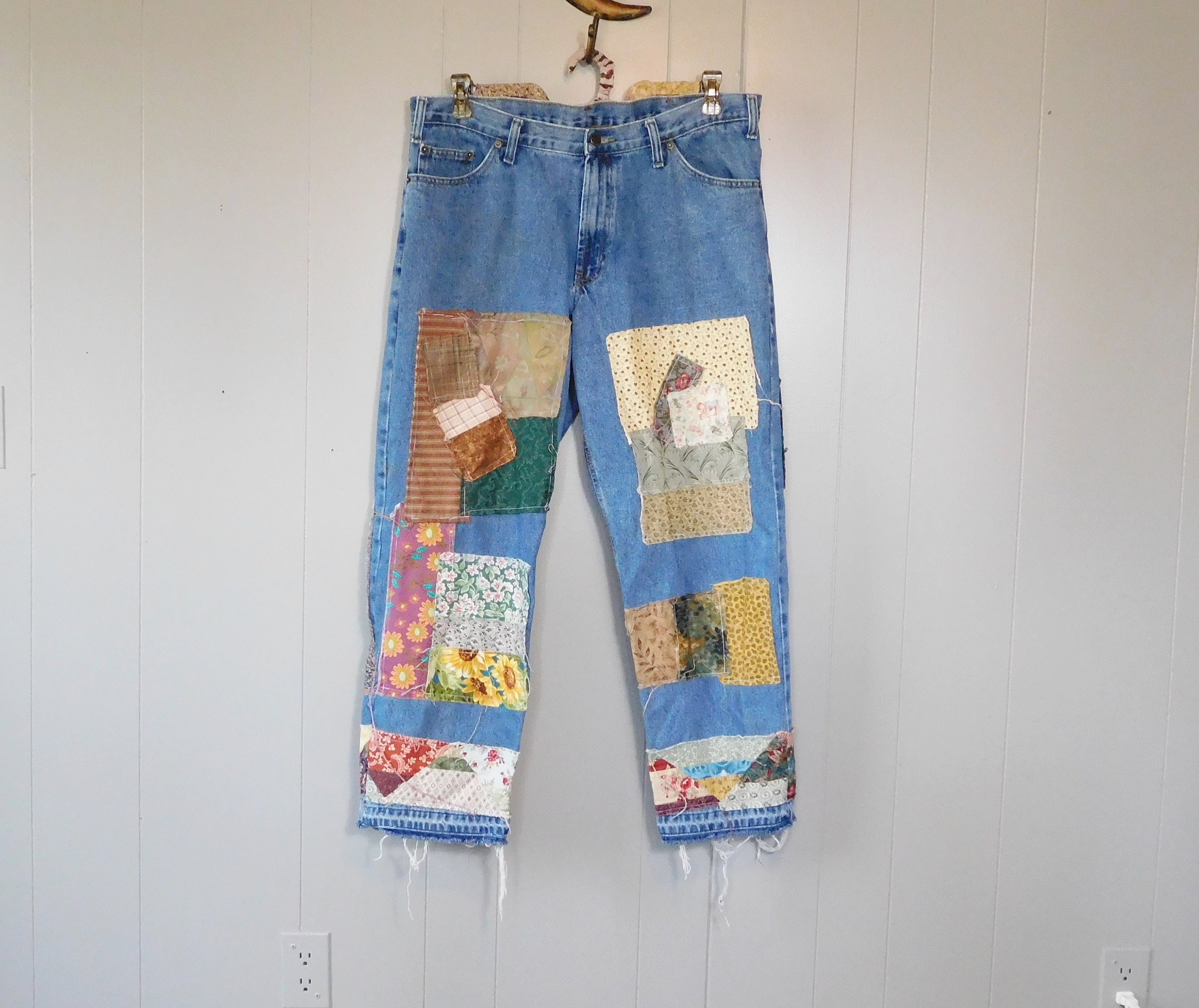 Patched Jeans Mens Boyfriend Distressed 
