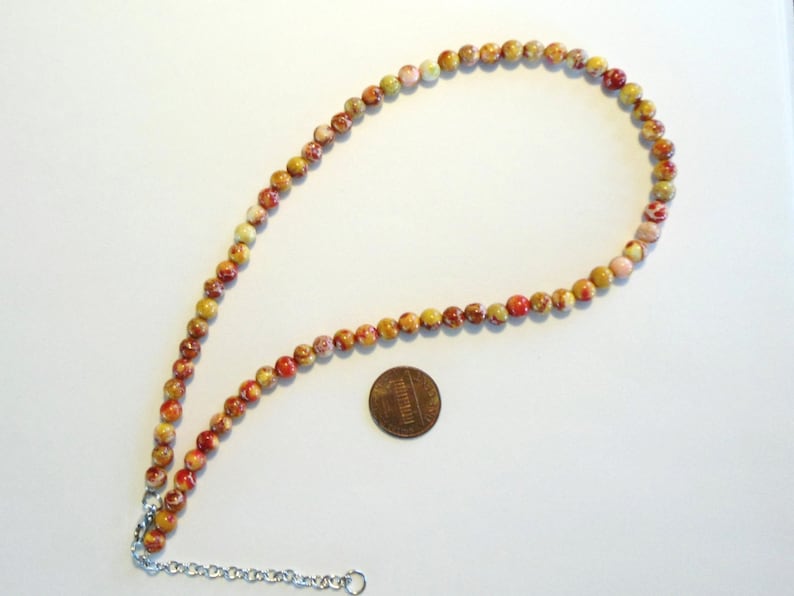 70s Style Long Stone Necklace Stone Beads Men Woman Yellow Sea Sediment JasperSale Beaded Necklace Bohemian Boho Necklace