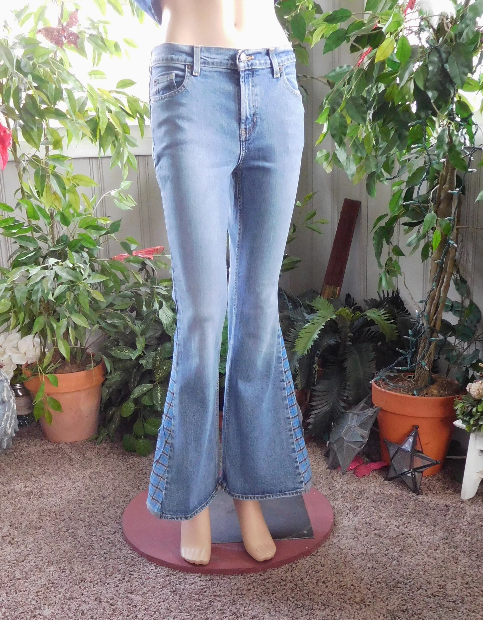 Bell Bottom Jeans Size 4 Hippie 70s Style Clothes Peace Sign | Etsy