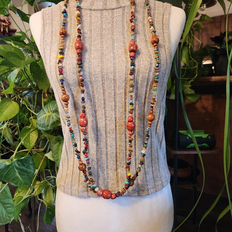 Long Beaded Necklace - Etsy