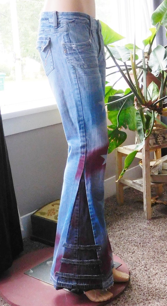 Bell Bottom Jeans for Women Hippie Clothes Flag Jeans | Etsy