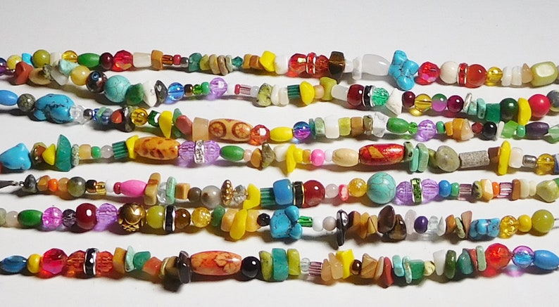 Colorful Bracelets n Anklets Mixed Multi Color Assorted Beads Bright Multicolor Stone Boho Rustic Gypsy Hippie Tribal Jewelry 6 8 7 10 9