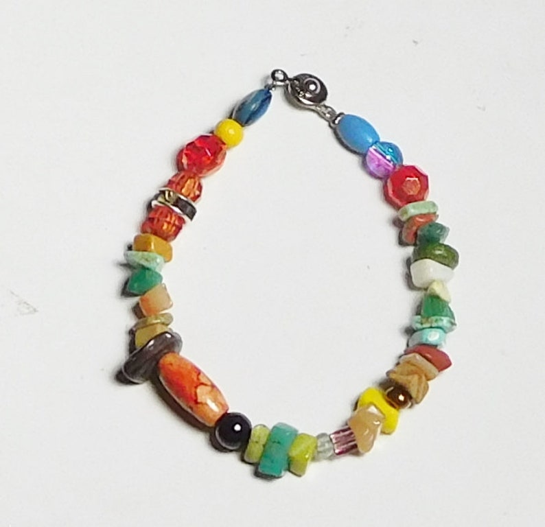 Colorful Bracelets n Anklets Mixed Multi Color Assorted Beads Bright Multicolor Stone Boho Rustic Gypsy Hippie Tribal Jewelry 6 8 7 10 9