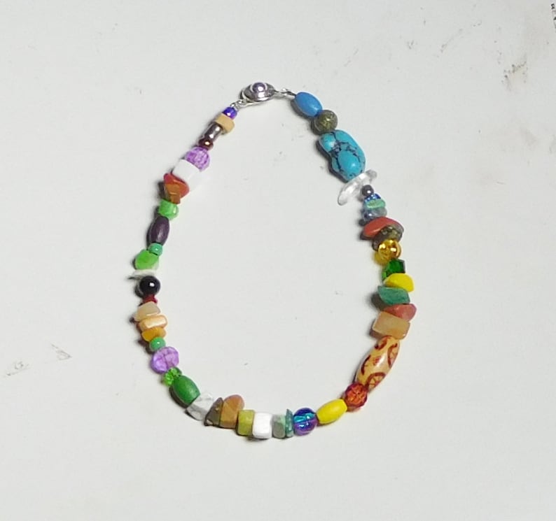 Colorful Bracelets n Anklets Mixed Multi Color Assorted Beads Bright Multicolor Stone Boho Rustic Gypsy Hippie Tribal Jewelry 6 8 7 10 9