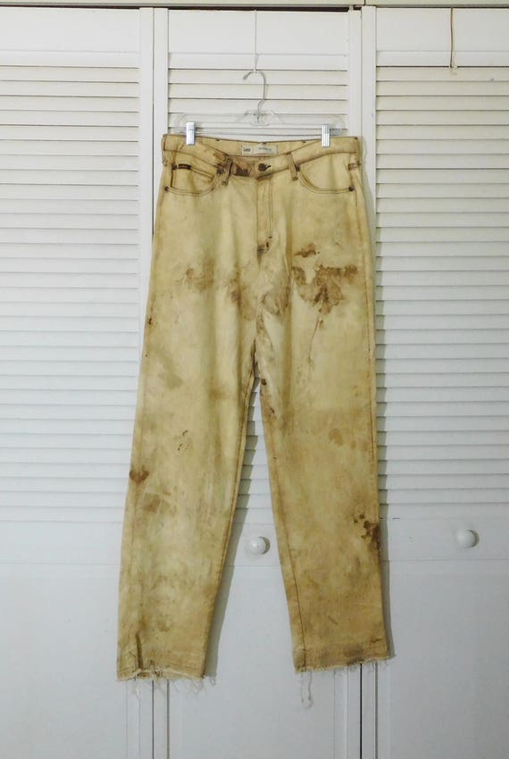khaki ripped jeans mens