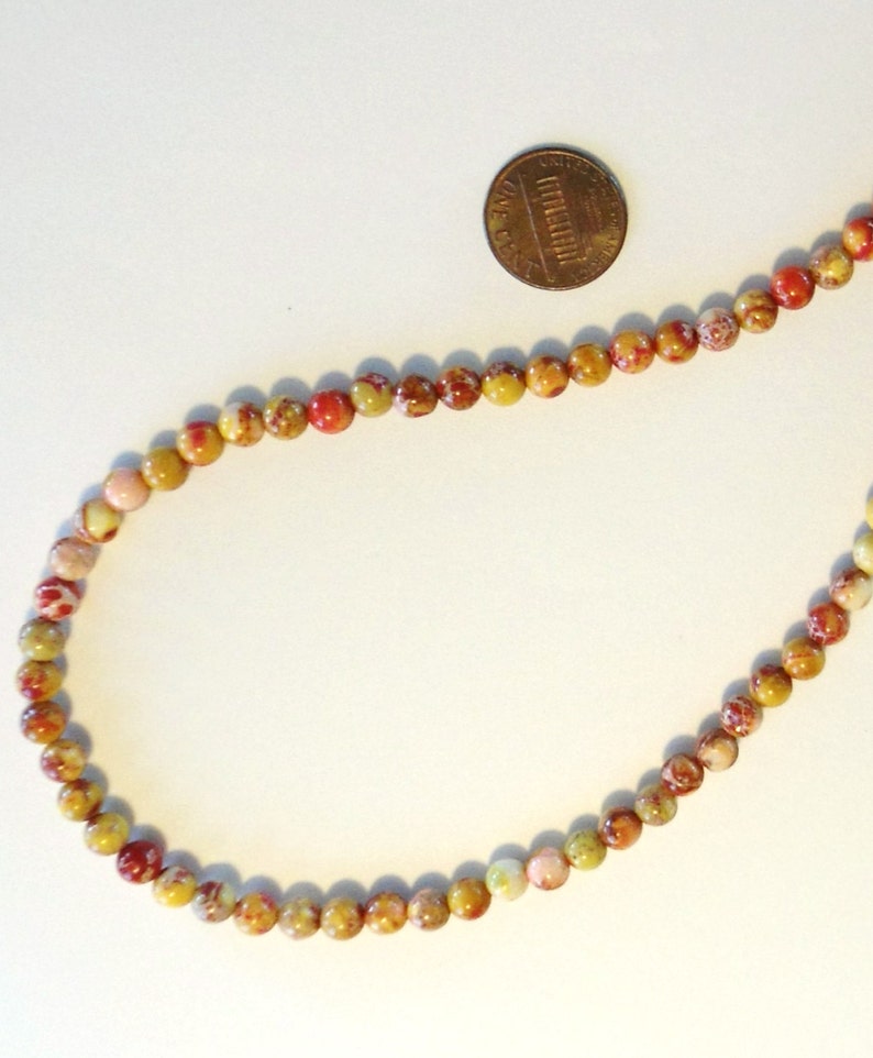 70s Style Long Stone Necklace Stone Beads Men Woman Yellow Sea Sediment JasperSale Beaded Necklace Bohemian Boho Necklace