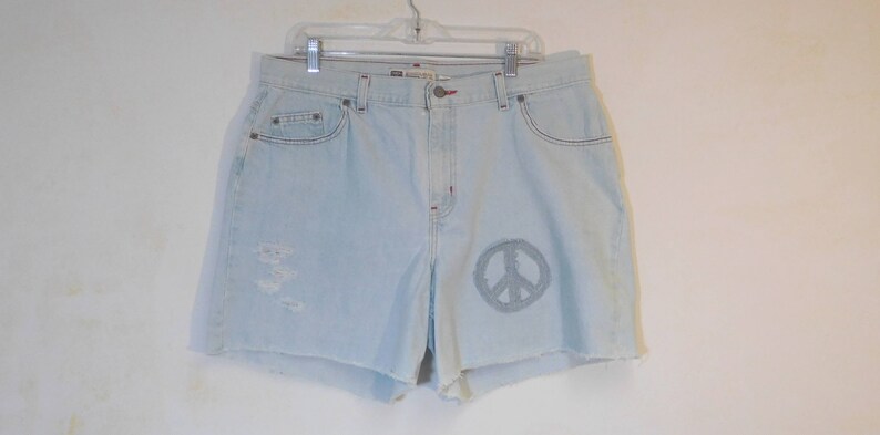 Patchwork Jean Shorts Bleached Jean Shorts Jean Shorts with Patches Jean Shorts for Women Blue Jean Cut OffsSale
