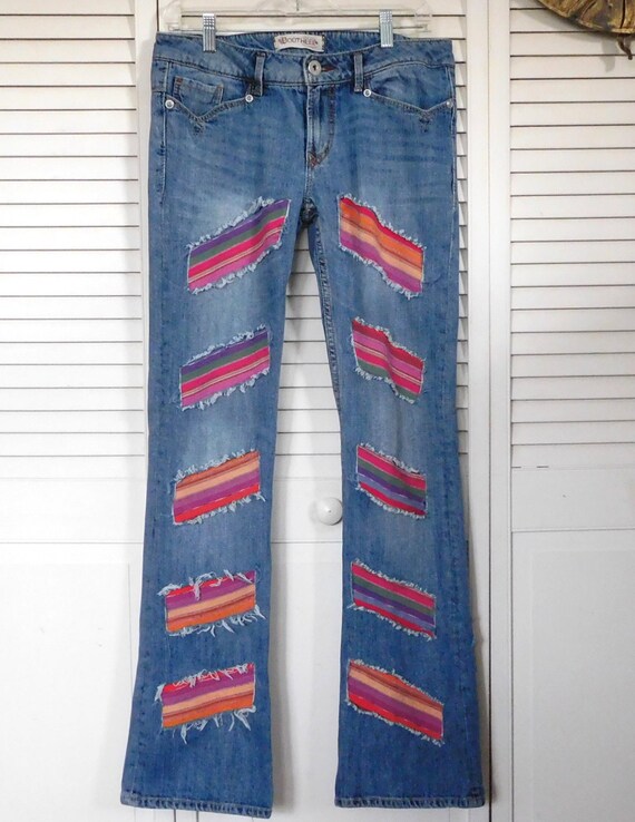 Jeans With Patches Patched Women Hip 