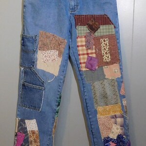Unisex Handmade Patchwork Hippie Boho Gypsy Levis TaGGed Jeans for him 32x34 Kleding Gender-neutrale kleding volwassenen Jeans 