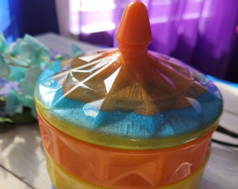 Custom Stackable Resin Jewelry Box / Trinket Jar or Candy Dish with Lid