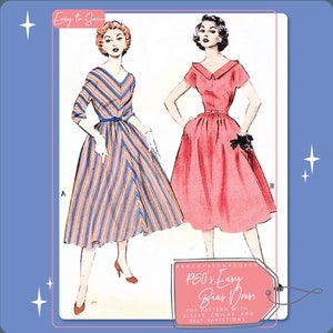 1950s Easy Bias Dress Dress Vintage Sewing Pattern 6507, 32 inch bust, DIGITAL download pattern -  PDF