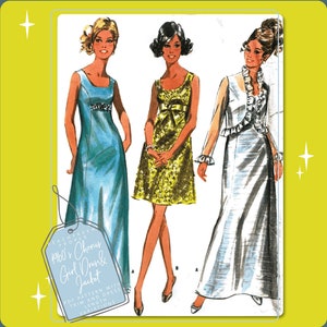 1960s Chorus Girl Dress and Jacket Vintage Sewing Pattern 9475, 34 inch bust, DIGITAL download pattern -  PDF