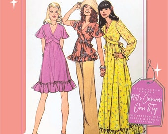 1970s Crisscross Dress Sewing Pattern 6600, 32.5 inch bust, DIGITAL download pattern -  PDF