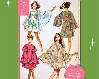 1960s Jiffy Tablecloth Dress Vintage Sewing Pattern 8129, 34-36 inch bust, DIGITAL download pattern -  PDF