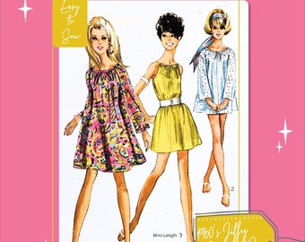 1960s Jiffy Summer Dress Vintage Sewing Pattern 7689, 34-36 inch bust, DIGITAL download pattern -  PDF