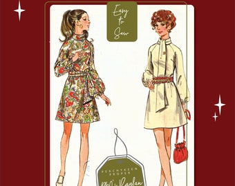 Robe à manches raglan des années 1960 - patron de couture vintage 5654, buste de 32,5 pouces, modèle à télécharger numériquement - PDF