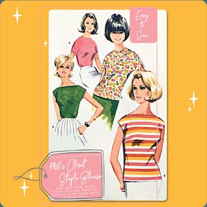 1960s Closet Staple Blouse Pattern 12m - 7640, 32 inch bust, DIGITAL download pattern -  PDF