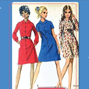 1960s Button Up Dress (Regular & Mini Lengths) Pattern 2015, 31.5 inch bust, DIGITAL download pattern -  PDF