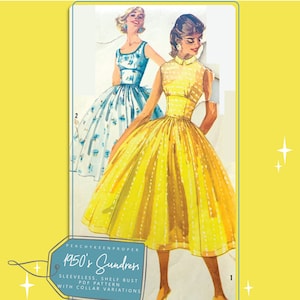 1950s Shelf Bust Sundress Vintage Sewing Pattern 2093, 31.5 inch bust, DIGITAL download pattern -  PDF