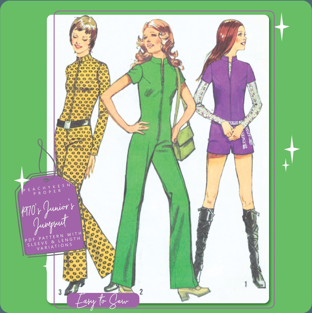 Digital Product - 1970s Petit Junior's Jumpsuit Vintage Sewing Pattern ...
