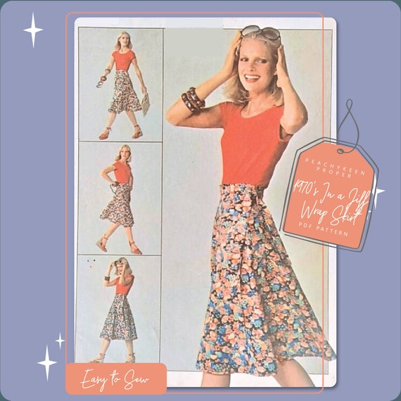 70s Wrap Skirt Pattern 1970s In A Jiff Wrap Skirt Vintage Sewing