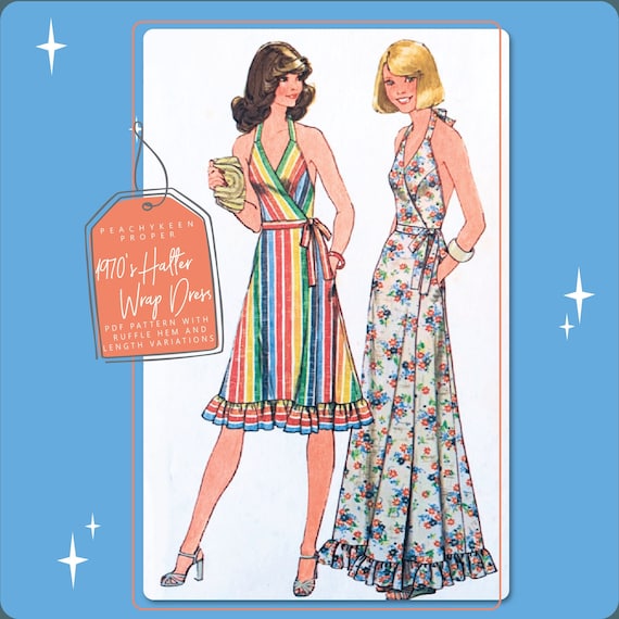 Digital Product - 1970s Halter Wrap Dress Sewing Pattern 7484, 31.5-32.5  Inch Bust, DIGITAL Download Pattern - PDF - Etsy Israel