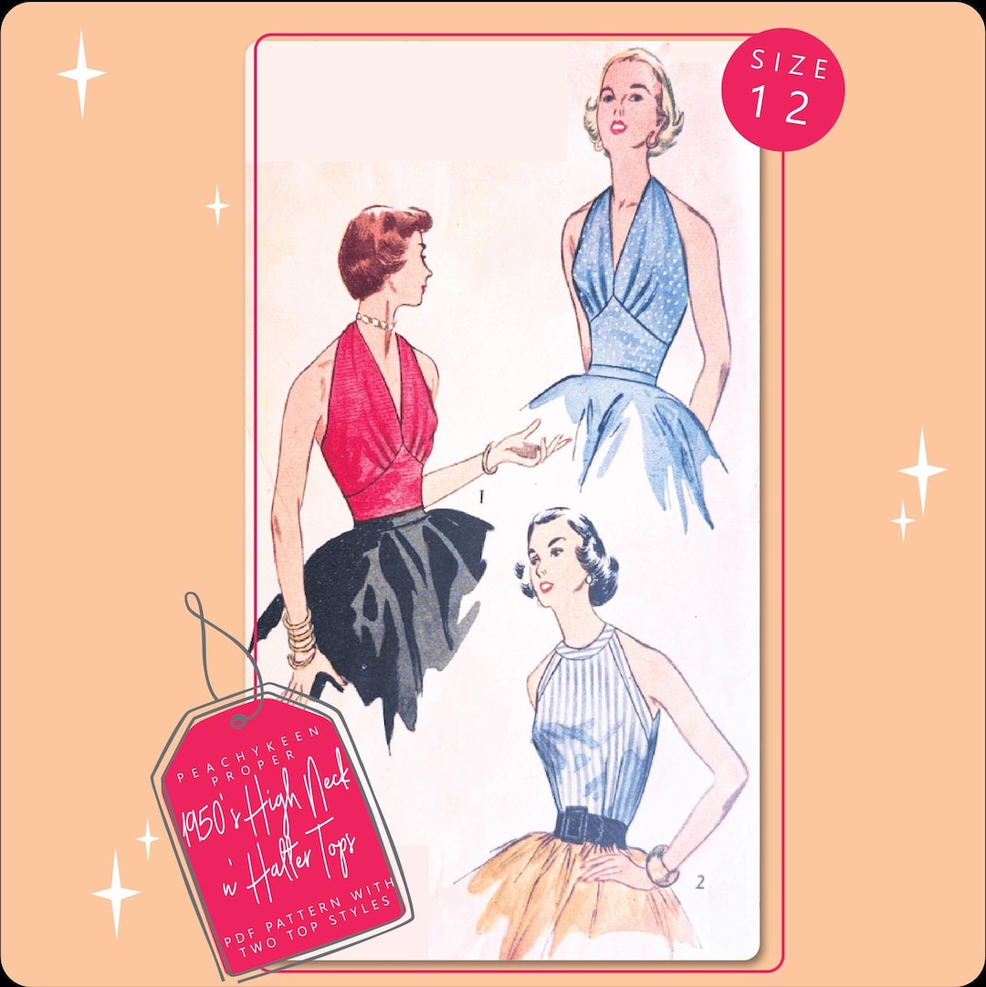 1950s High Neck N Halter Tops 3839 - Peachykeenproper, 30