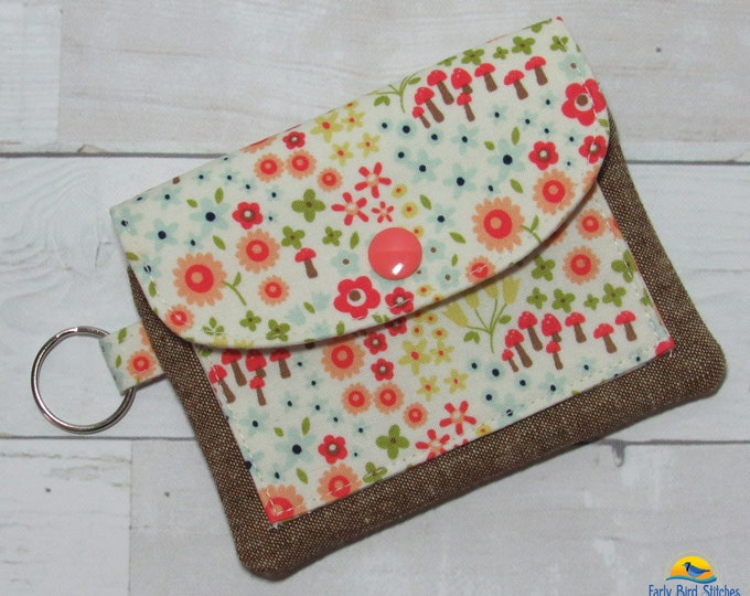 Small Keychain Wallet With Zipper Coin Pocket and Credit Etsy