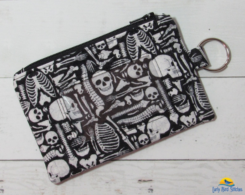 Skeleton Keychain ID Wallet With 2 Options for ID Pocket and Etsy