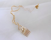 Handmade summer gold jewelry for hair.Crochet ear hook with hair comb.Decorative hair comb.