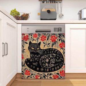 Black Cat Dishwasher Magnet Cover