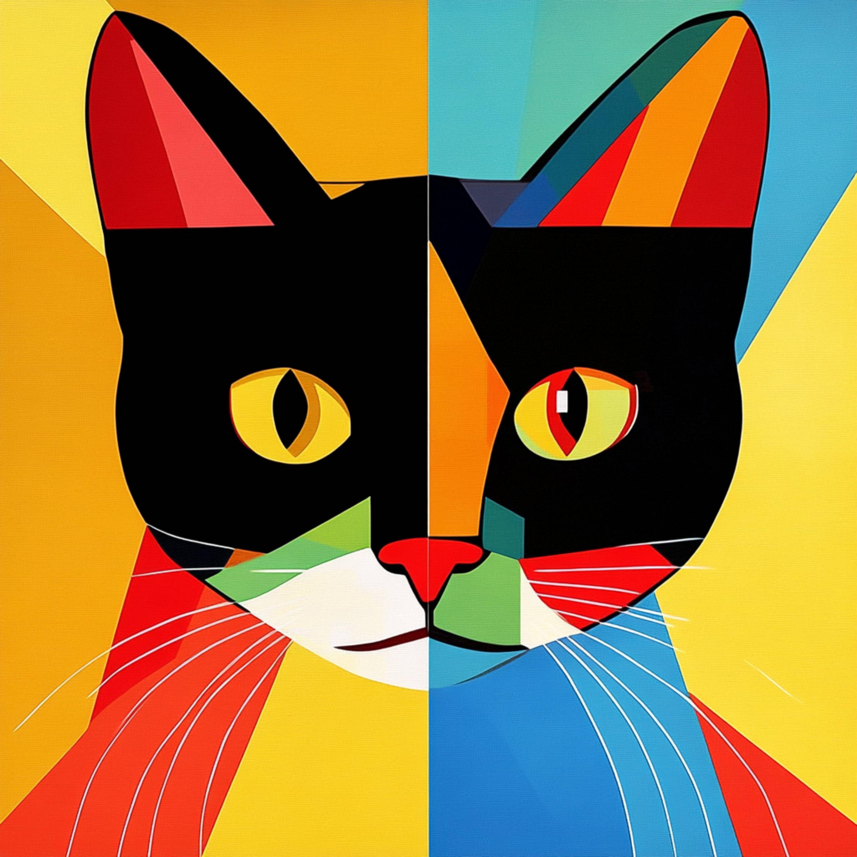 Simplified Cat Colorblock Color Block Cat Digital Printable Download - Etsy