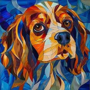 Cavalier King Charles Spaniel Printable Digital Download Stained Glass