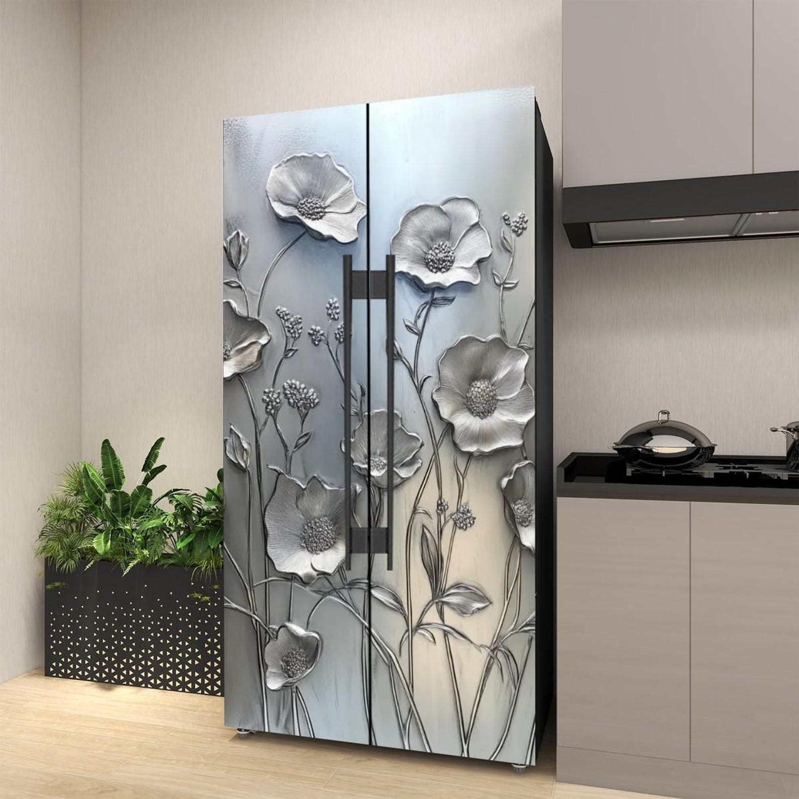 Floral Self Adhesive Refrigerator Wrap Set - Etsy